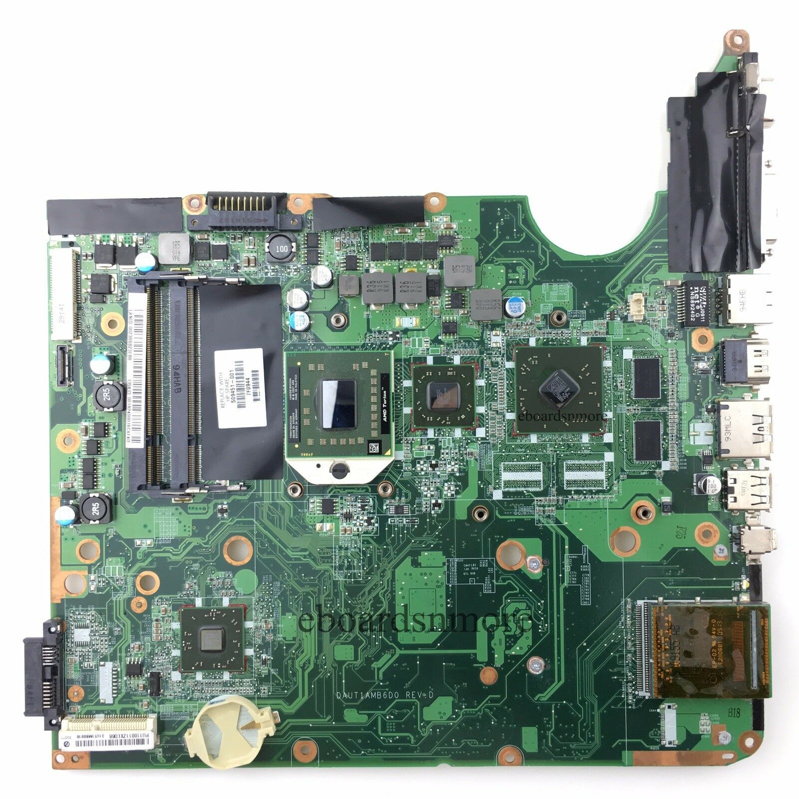 HP DV6 DV6-1000 AMD motherboard, DAUT1AMB6D0, Dedicated ATI 216-0728014, A Compatible CPU Brand: AMD Memory - Click Image to Close